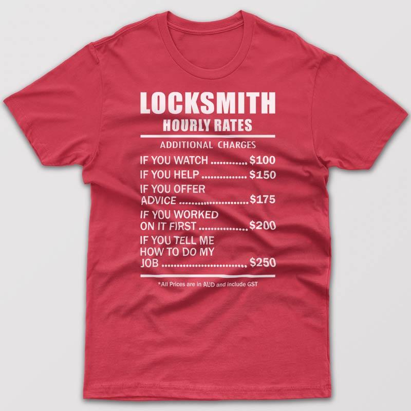 Locksmith Hourly Rates - T-shirt